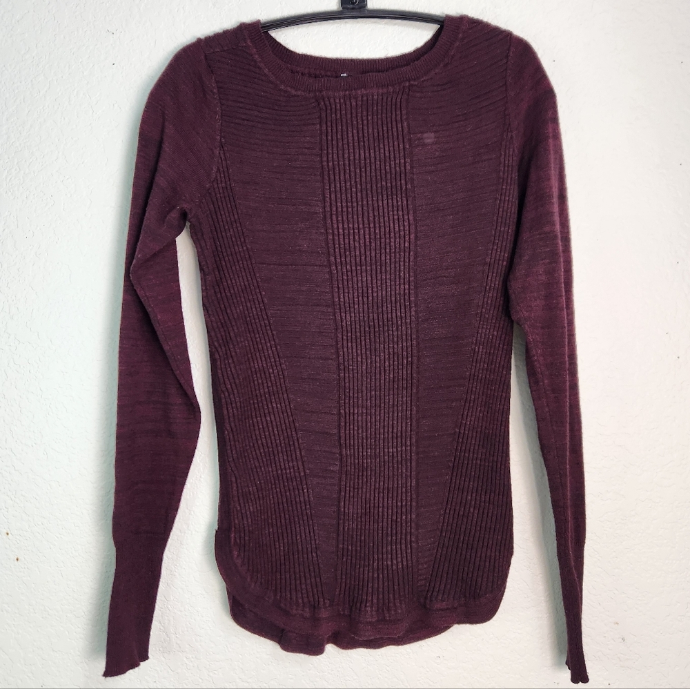 Maurices Women's Ribbed Crew Neck Sweater - Heathered Dark Purple, Size S
